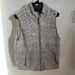 Thread & Supply Sherpa Vest Women's Large Smoke Gray Soft Cozy Zipper Tested